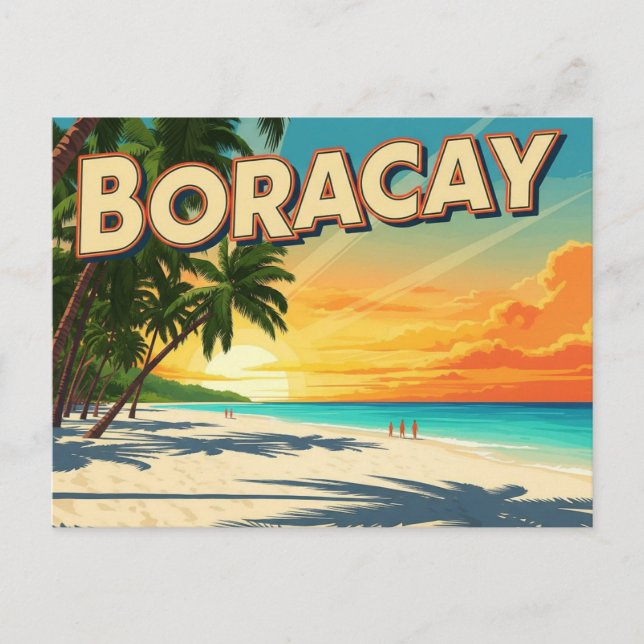 Beach in Boracay Philippines Vintage  Postcard (Front)