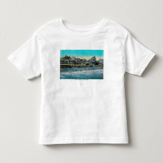 Beach in front of the Bath House, Long Beach Toddler T-Shirt (Front)