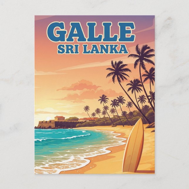 Beach in Galle Sri Lanka Travel Postcard (Front)