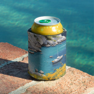 Beach in Greece Can Cooler