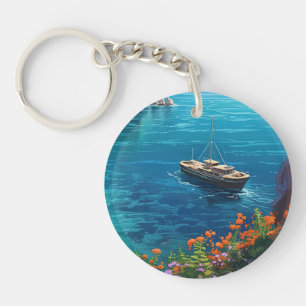 Beach in Greece Key Ring