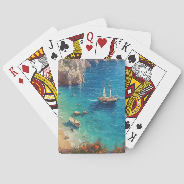 Beach in Greece  Playing Cards (Back)