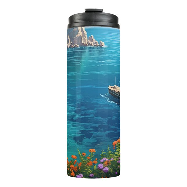 Beach in Greece  Thermal Tumbler (Front)