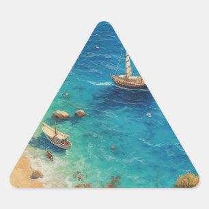 Beach in Greece  Triangle Sticker