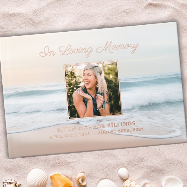 Beach In Loving Memory Funeral Memorial Service Guest Book (Creator Uploaded)