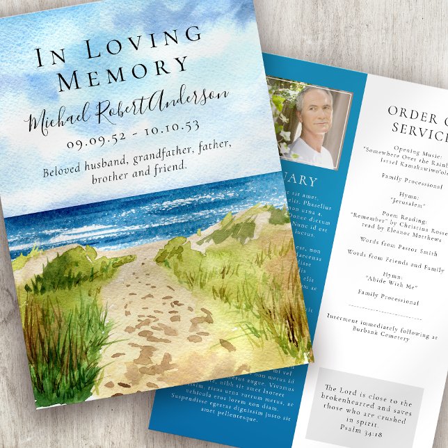 Beach In Loving Memory Funeral Program Programme (Creator Uploaded)