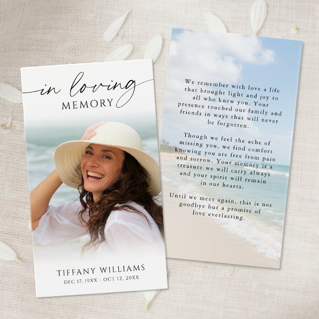 Beach In Loving Memory Photo Sympathy Prayer Card (Creator Uploaded)