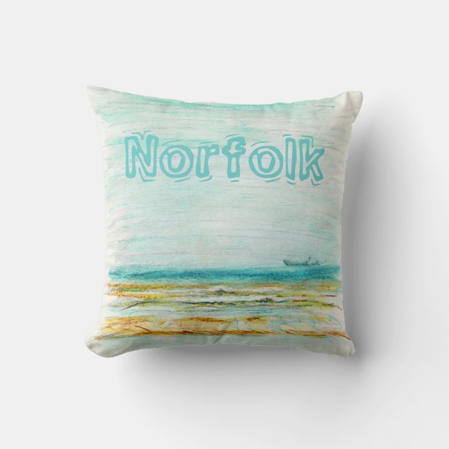 Beach in Mundesley, Norfolk by Alexandra Cook Cushion (Front)