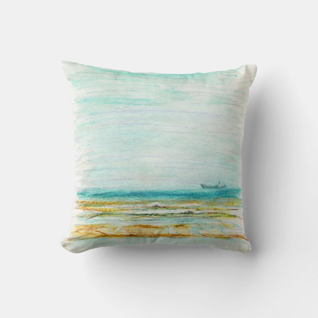 Beach in Mundesley, Norfolk by Alexandra Cook Cushion (Front)