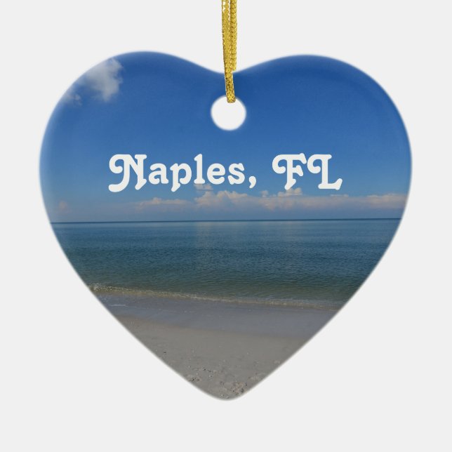 Beach in Naples Ceramic Tree Decoration (Front)