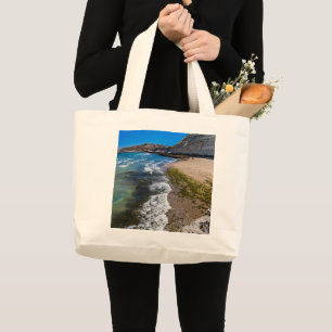Beach in Puerto Piramides, Argentina Large Tote Bag