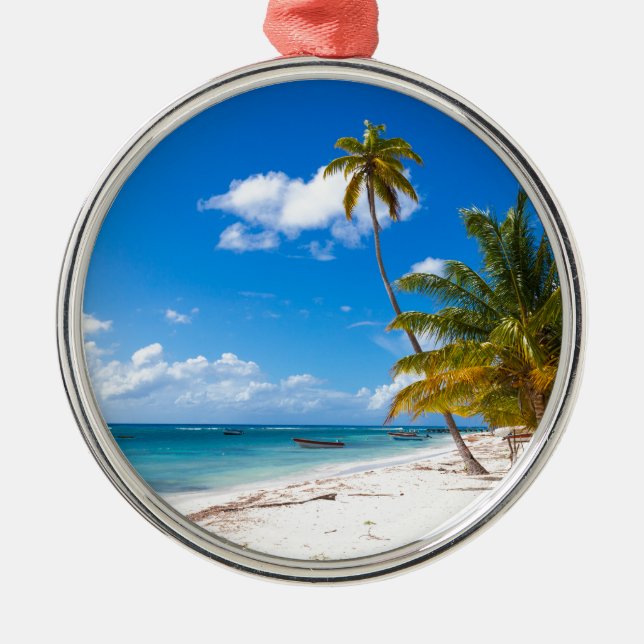 Beach in Saona Dominican Republic Metal Tree Decoration (Front)