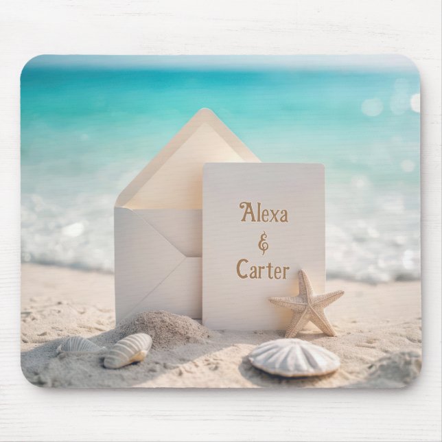 Beach Invitation With Starfish Mouse Mat (Front)