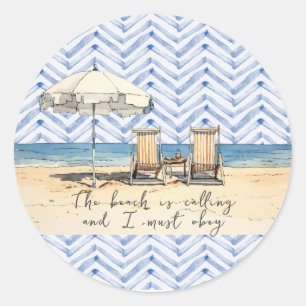 Beach is calling classic round sticker