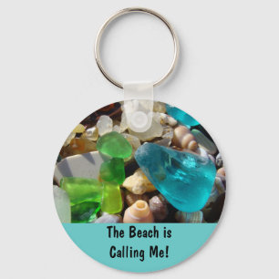 Beach is Calling Me! key chains Sea Glass Agates