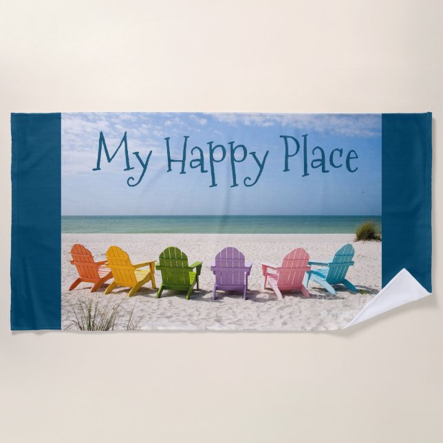 Beach is My Happy Place Beach Towel (Front)