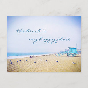 Beach Is My Happy Place Script California Vacation Postcard