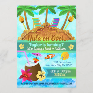 Beach Island Birthday Invitations