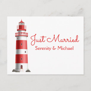Beach Just Married Nautical Wedding Summer Ocean Announcement Postcard