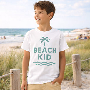 Beach Kid Minimalist Palm Tree Wave Graphic T-Shirt