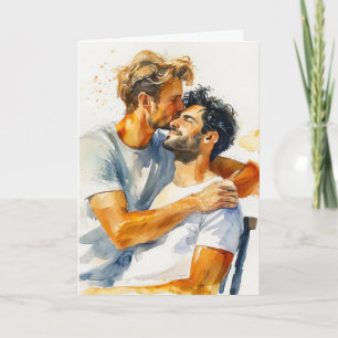 Beach Kiss Watercolor Embrace Card