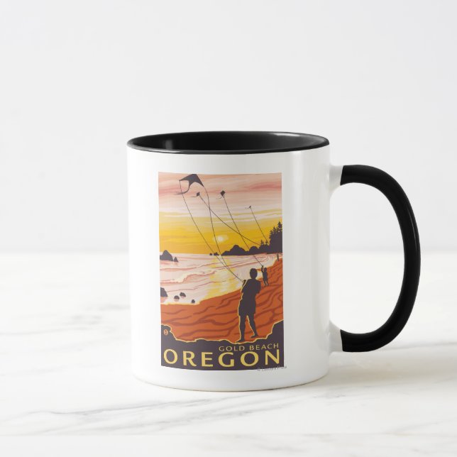 Beach & Kites - Gold Beach, Oregon Mug (Right)