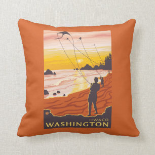 Beach & Kites - Ilwaco, Washington Cushion