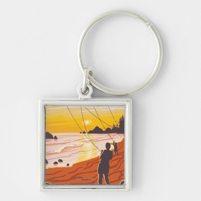 Beach & Kites - Ilwaco, Washington Key Ring (Front)