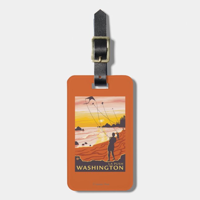 Beach & Kites - La Push, Washington Luggage Tag (Front Vertical)