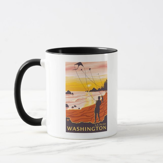 Beach & Kites - La Push, Washington Mug (Left)