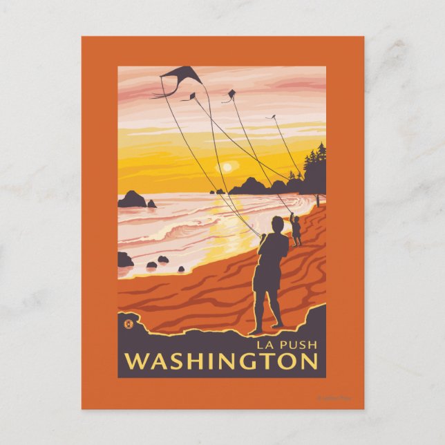 Beach & Kites - La Push, Washington Postcard (Front)