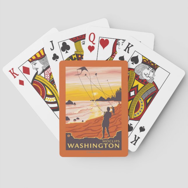 Beach & Kites - Moclips, Washington Playing Cards (Back)