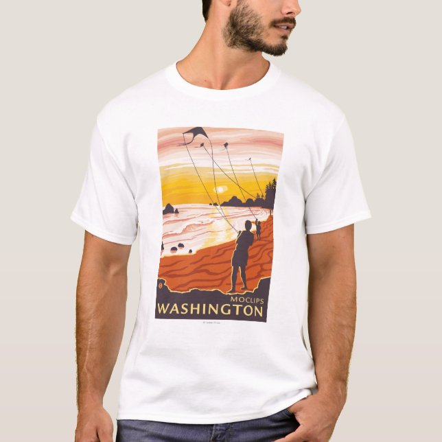 Beach & Kites - Moclips, Washington T-Shirt (Front)