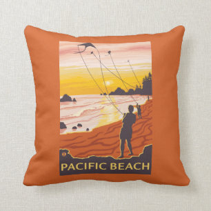 Beach & Kites - Pacific Beach, Washington Cushion