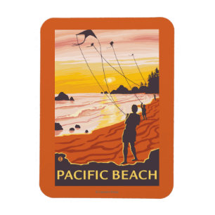 Beach & Kites - Pacific Beach, Washington Magnet