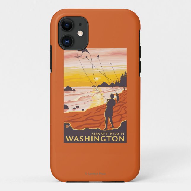 Beach & Kites - Sunset Beach, Washington Case-Mate iPhone Case (Back)