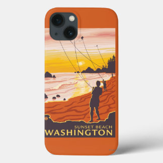 Beach & Kites - Sunset Beach, Washington iPhone 13 Case