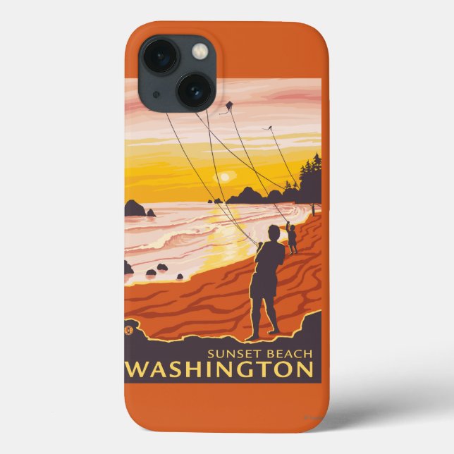 Beach & Kites - Sunset Beach, Washington Case-Mate iPhone Case (Back)
