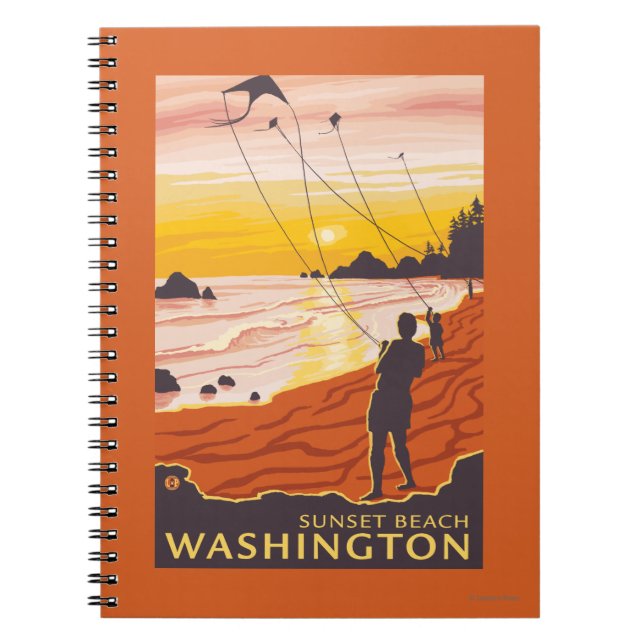 Beach & Kites - Sunset Beach, Washington Notebook (Front)