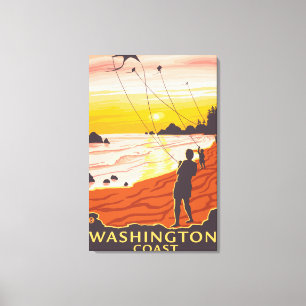 Beach & Kites - Washington Coast Canvas Print