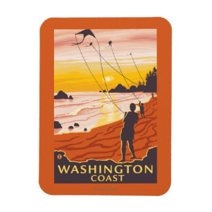 Beach & Kites - Washington Coast Magnet