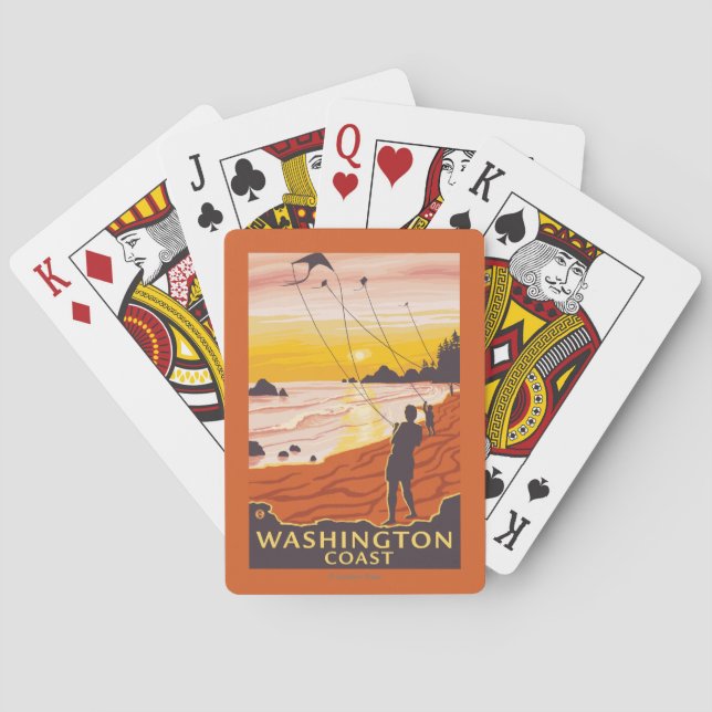 Beach & Kites - Washington Coast Playing Cards (Back)