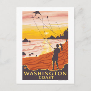 Beach & Kites - Washington Coast Postcard