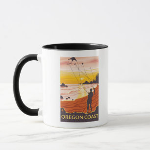Beach & KitesCoastVintage Travel Poster Mug
