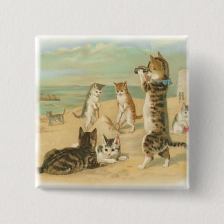 Beach Kittens 15 Cm Square Badge