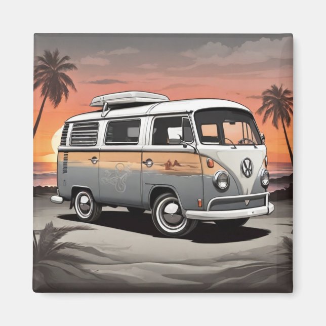 "Beach Kombi Fridge Magnet - Coastal Adventure Dec (Front)