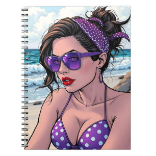 Beach Lady in Shades, Bikini and Bandanna  Notebook