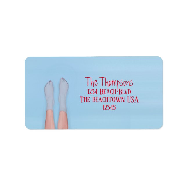 Beach Lake Ocean Simple Personalised Cute Label (Front)