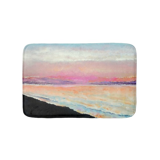Beach Lake Pastel Sunset Art Bath Mat (Front)