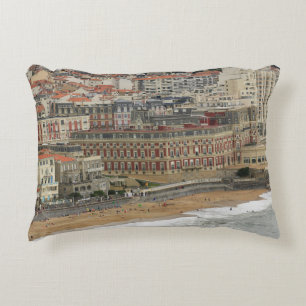 Beach landscape France: The ancient seaside resort Decorative Cushion